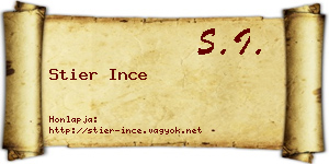 Stier Ince névjegykártya